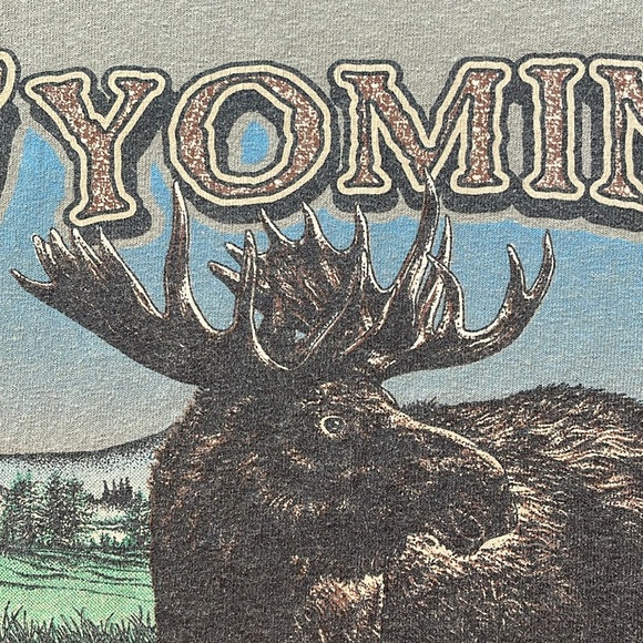 Vintage 90s Wyoming Moose Graphic Tee - Picture 4 of 8